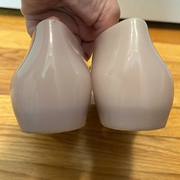 ✨ MELISSA ✨ Cream And Gold Glitter Bow Jelly D’Orsay Flats Size US 9 - Picture 11 of 11